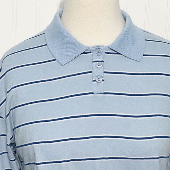 Forever 21 Womens Striped Collared Pullover Long Sleeve Crop Top Blue Size Small - Picture 3 of 10